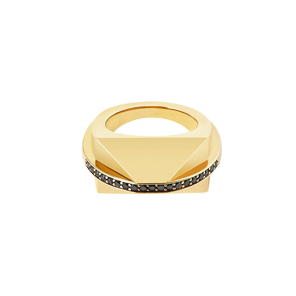 Icon Shard 18K Gold Plated Ring W. Diamant