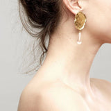 Thetis and Crystal Gold Plated Earrings w. Quartz