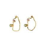 Tiaré 14K Gold Creol Earrings w. Peridot & Sapphire