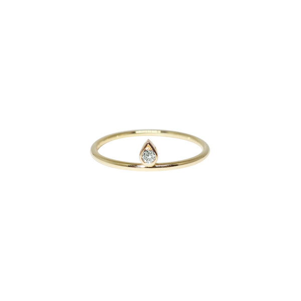 Tiny Tear Diamond Ring Guld, Hvid Diamant