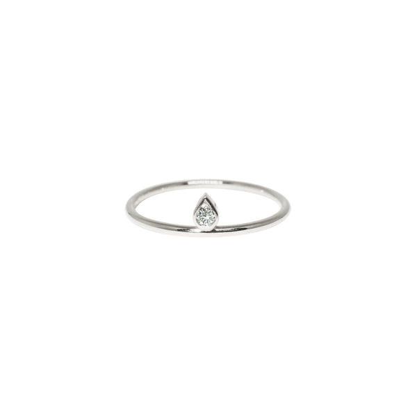 Tiny Tear Diamond Ring Sølv, Hvid Diamant