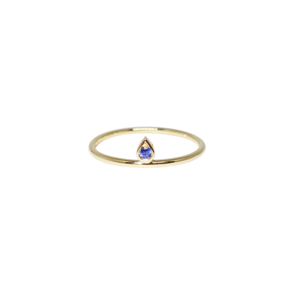 Tiny Tear 14K Gold Ring w. Sapphire