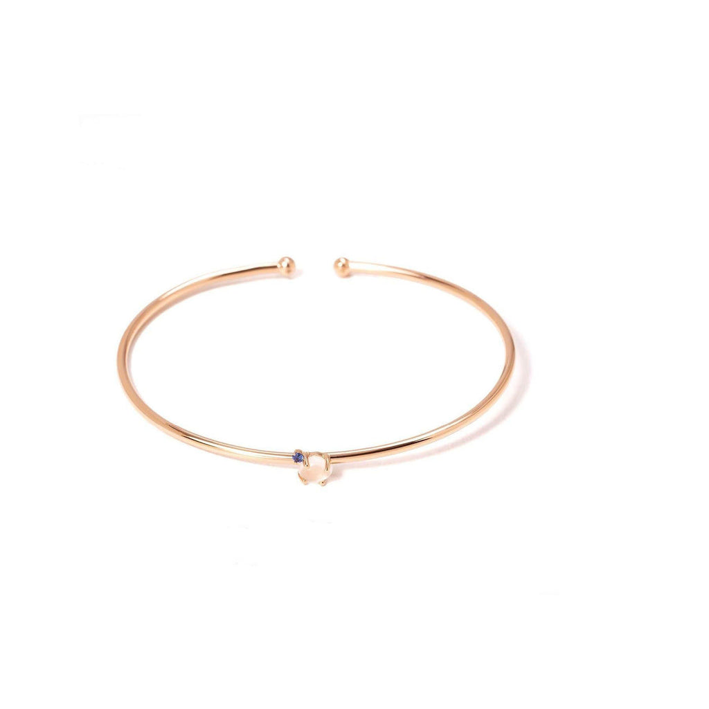 Tiny Cloud 18K Gold or Rosegold Bangle w. Ruby, Sapphires & Tsavorite