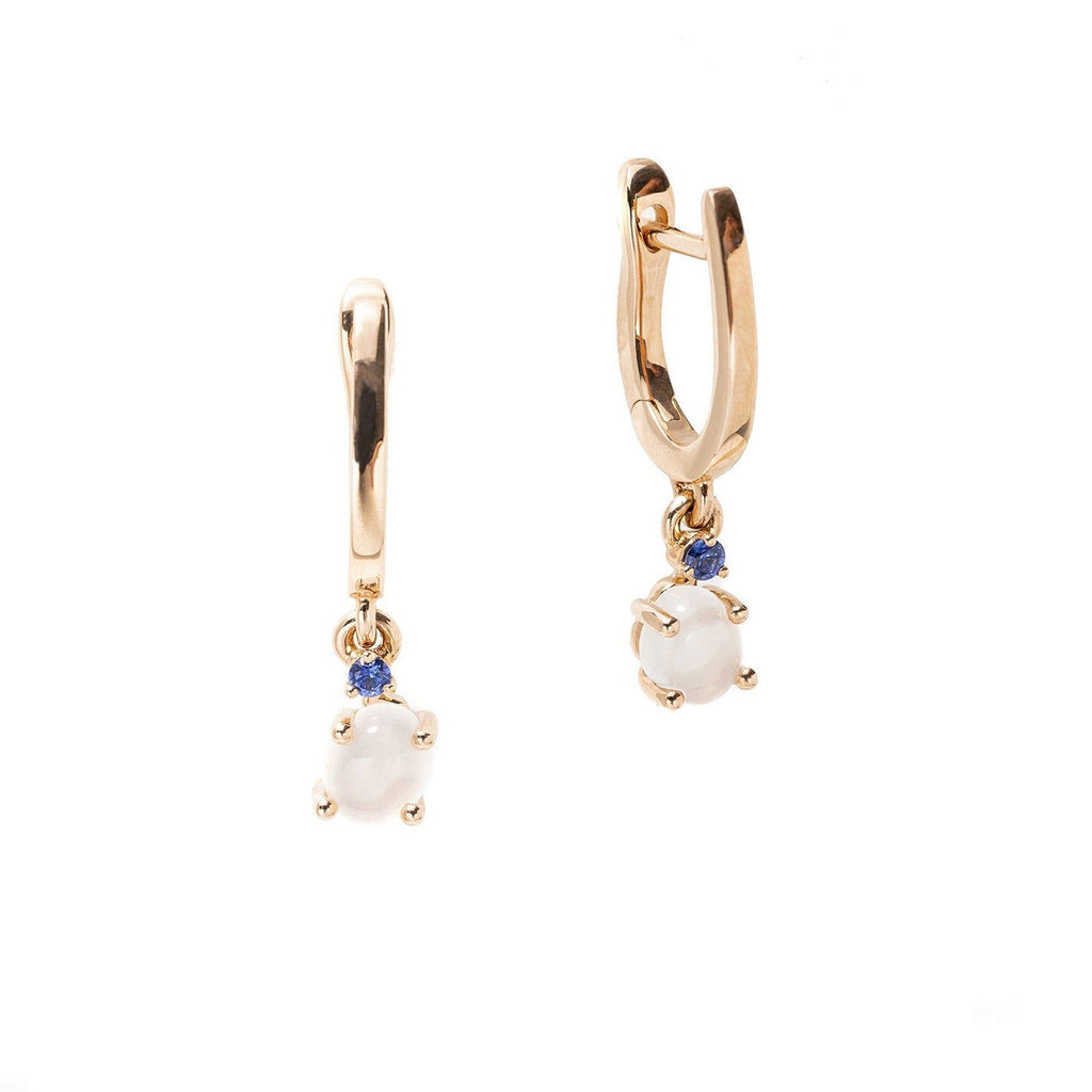 Tiny Cloud 18K Gold or Rosegold Hoops w. Ruby, Sapphires & Tsavorite