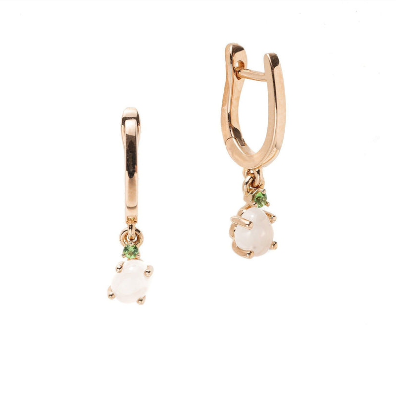 Tiny Cloud 18K Gold or Rosegold Hoops w. Ruby, Sapphires & Tsavorite