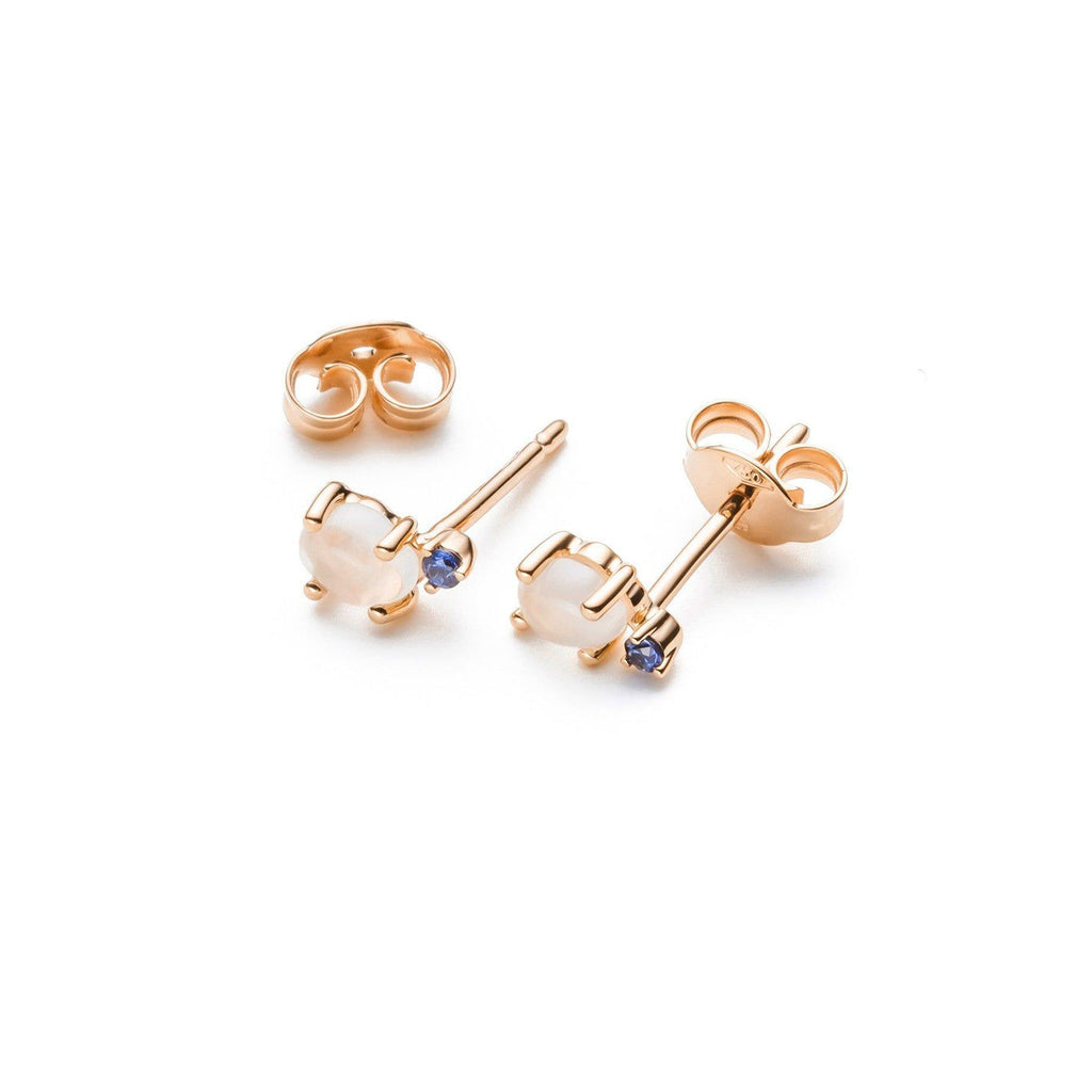 Tiny Cloud 18K Gold or Rosegold Studs w. Ruby, Sapphires, Tsavorite & Quartz
