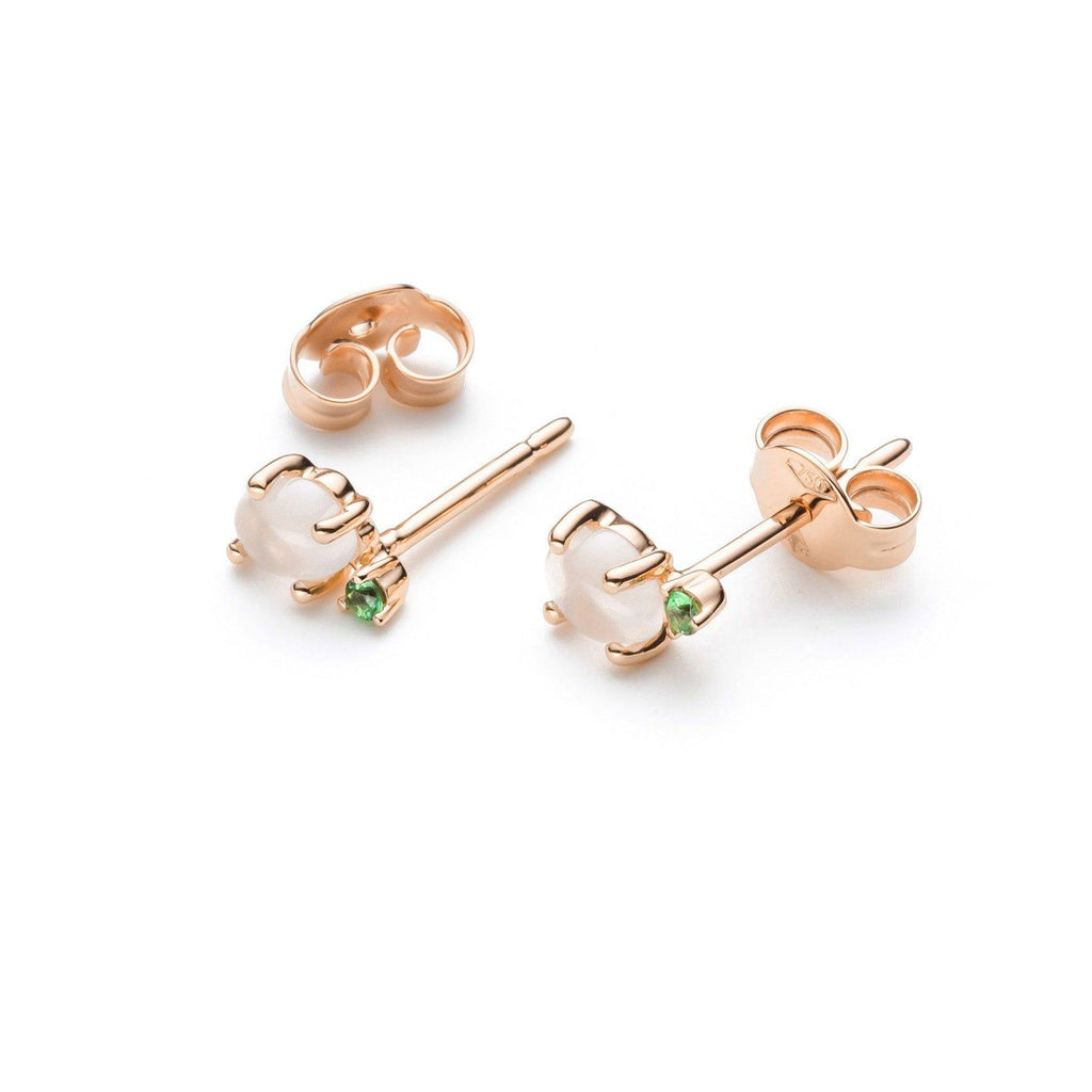 Tiny Cloud 18K Gold or Rosegold Studs w. Ruby, Sapphires, Tsavorite & Quartz