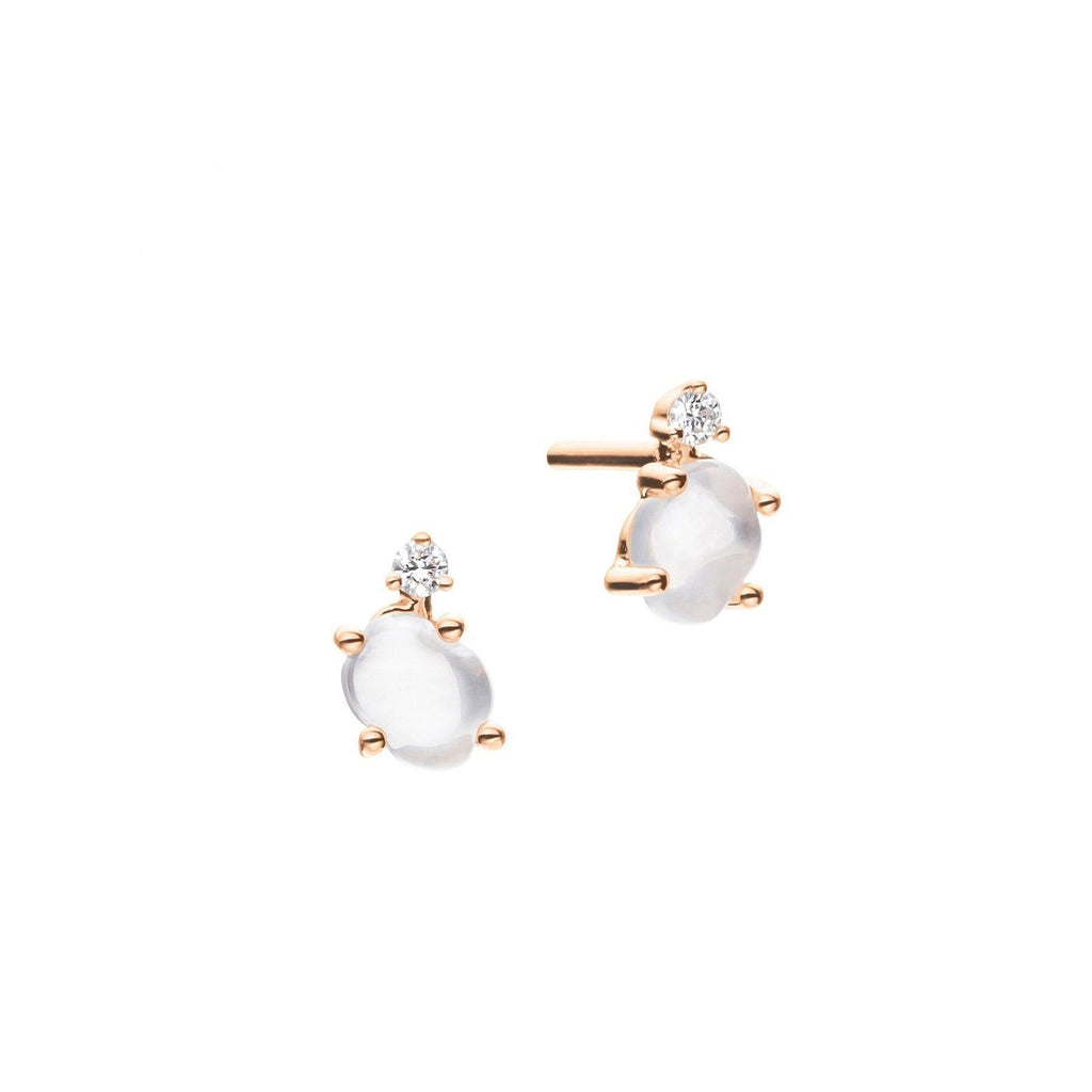Tiny Cloud 18K Gold or Rosegold Studs w. Ruby, Sapphires, Tsavorite & Quartz