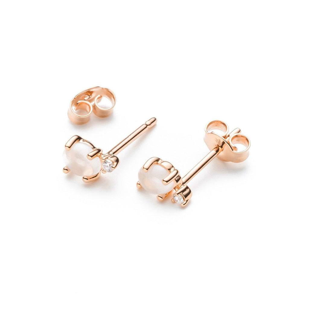 Tiny Cloud 18K Gold or Rosegold Studs w. Ruby, Sapphires, Tsavorite & Quartz