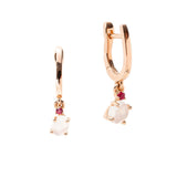 Tiny Cloud 18K Gold or Rosegold Hoops w. Ruby, Sapphires & Tsavorite