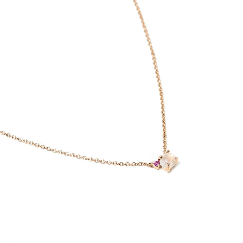 Tiny Cloud 18K Gold or Rosegold Necklace w. Tsavorite & Diamond