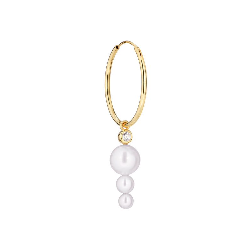 Toujours 18K Gold Plated Hoops w. White Pearls & Zirconia