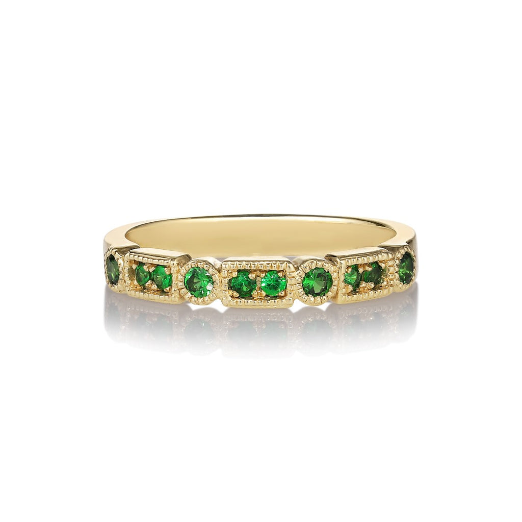 Trine Ji 14K Gold Ring w. Tsavorites