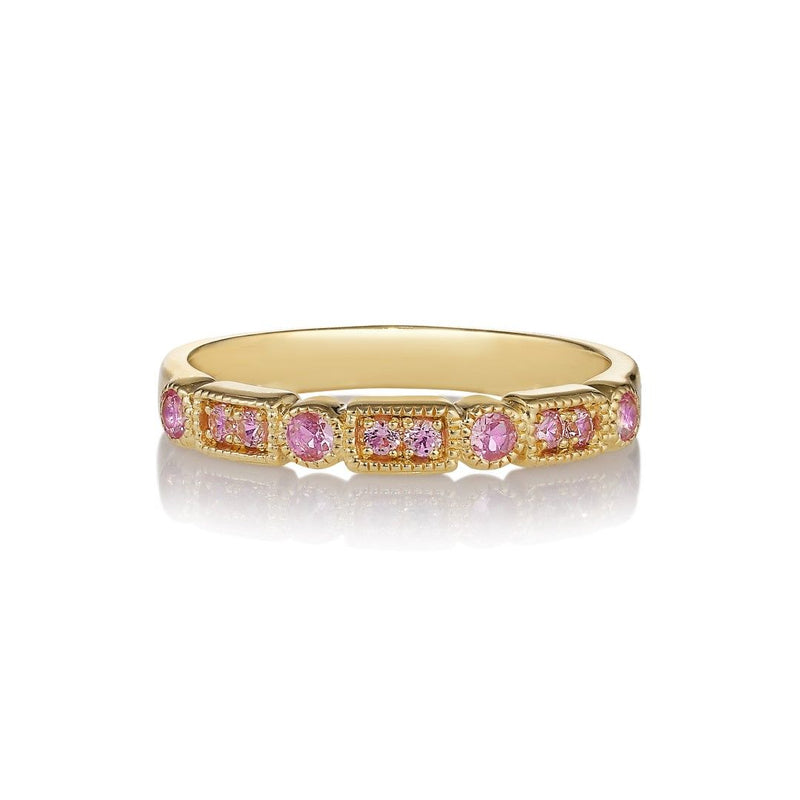 Trine Ji Light Pink 14K Gold Ring w. Sapphires