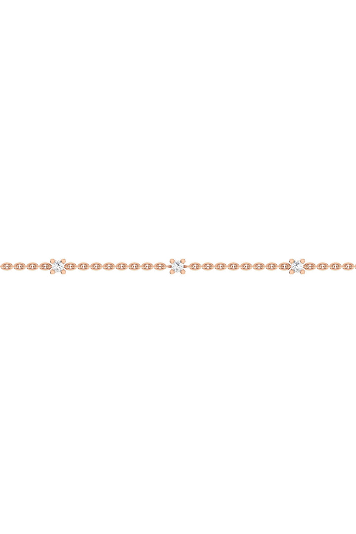 Triple Solitaire Mini 18K Rose Gold Bracelet w. Lab-Grown Diamonds