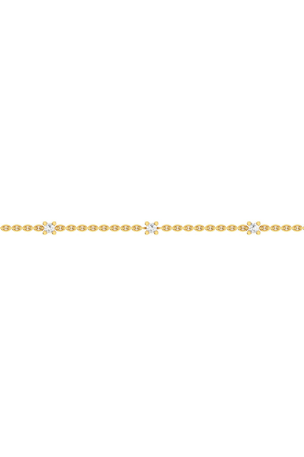 Triple Solitaire Mini 18K Gold Bracelet w. Lab-Grown Diamonds