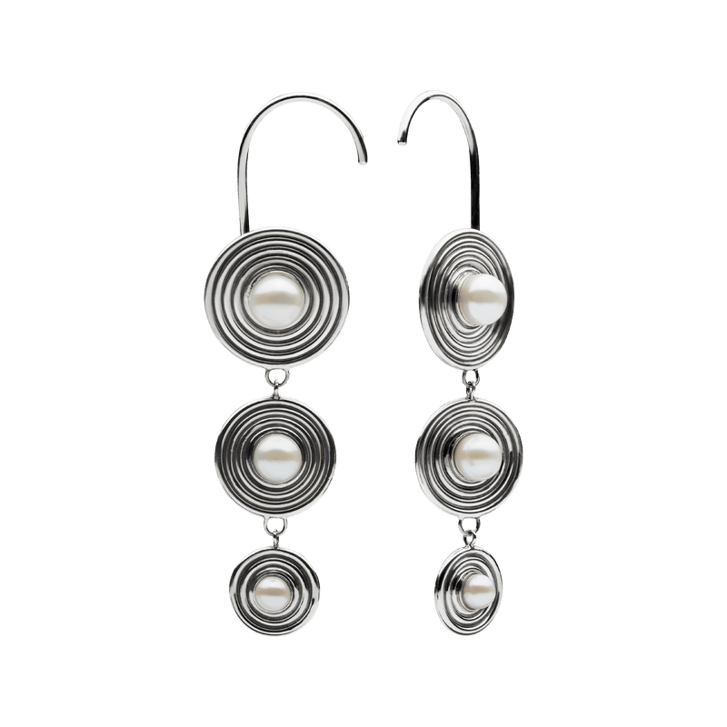 Triple Bobbie Earrings Silver
