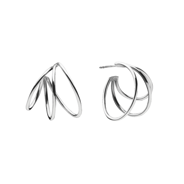 Triple Hoop Earrings Silver