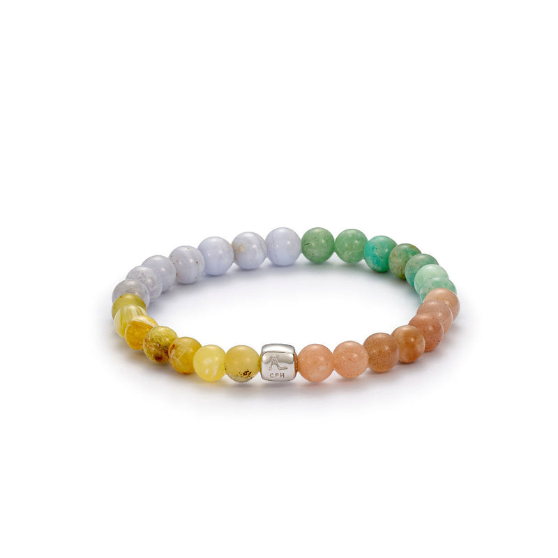 Color Up Tulum (6mm) Armband aus Silber I Mondstein, Achat, Opal & Amazonit