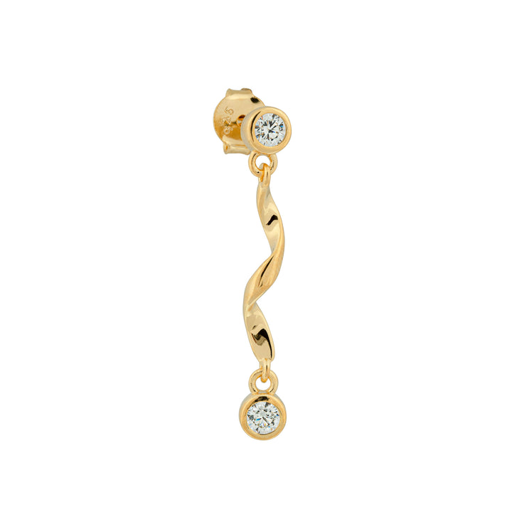 Twirl 18K Gold Plated Stud w. White Zirconia