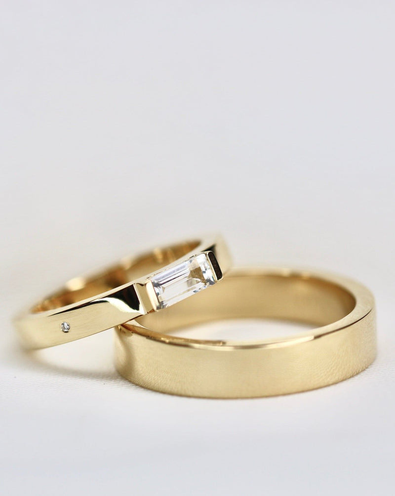 Meant to Be Her True Love Band 18K Hvidguld Ring m. Diamant & Topas