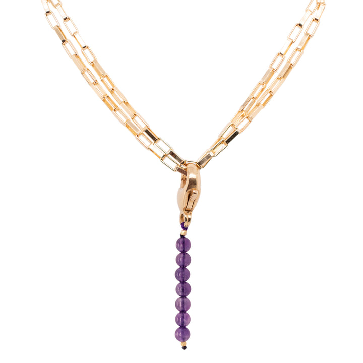 Multi Gold Plated Necklace w. Amethyst