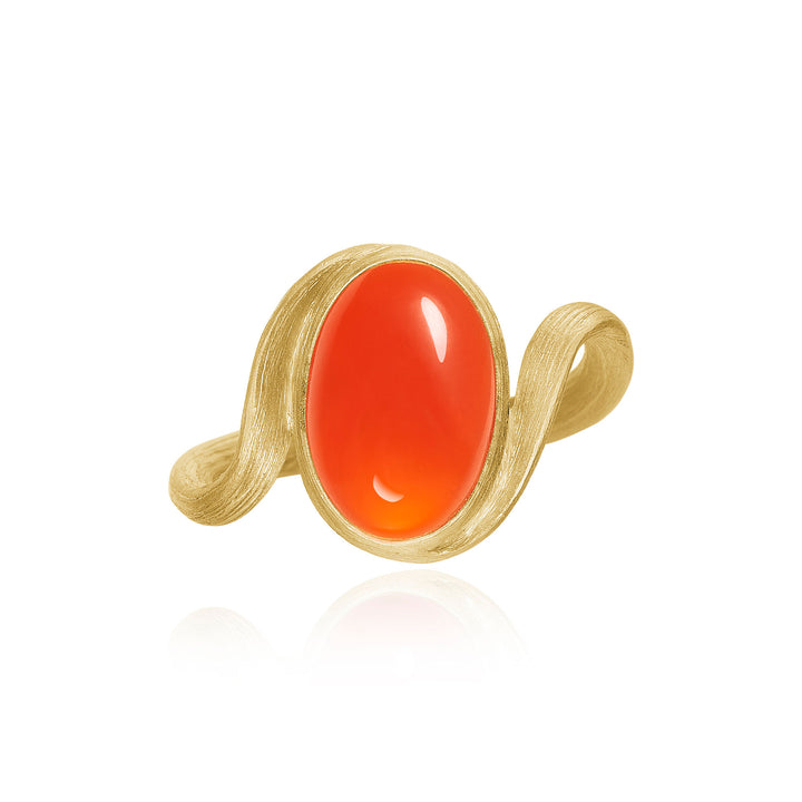 Vega Small 18K Gold Ring w. Carnelian