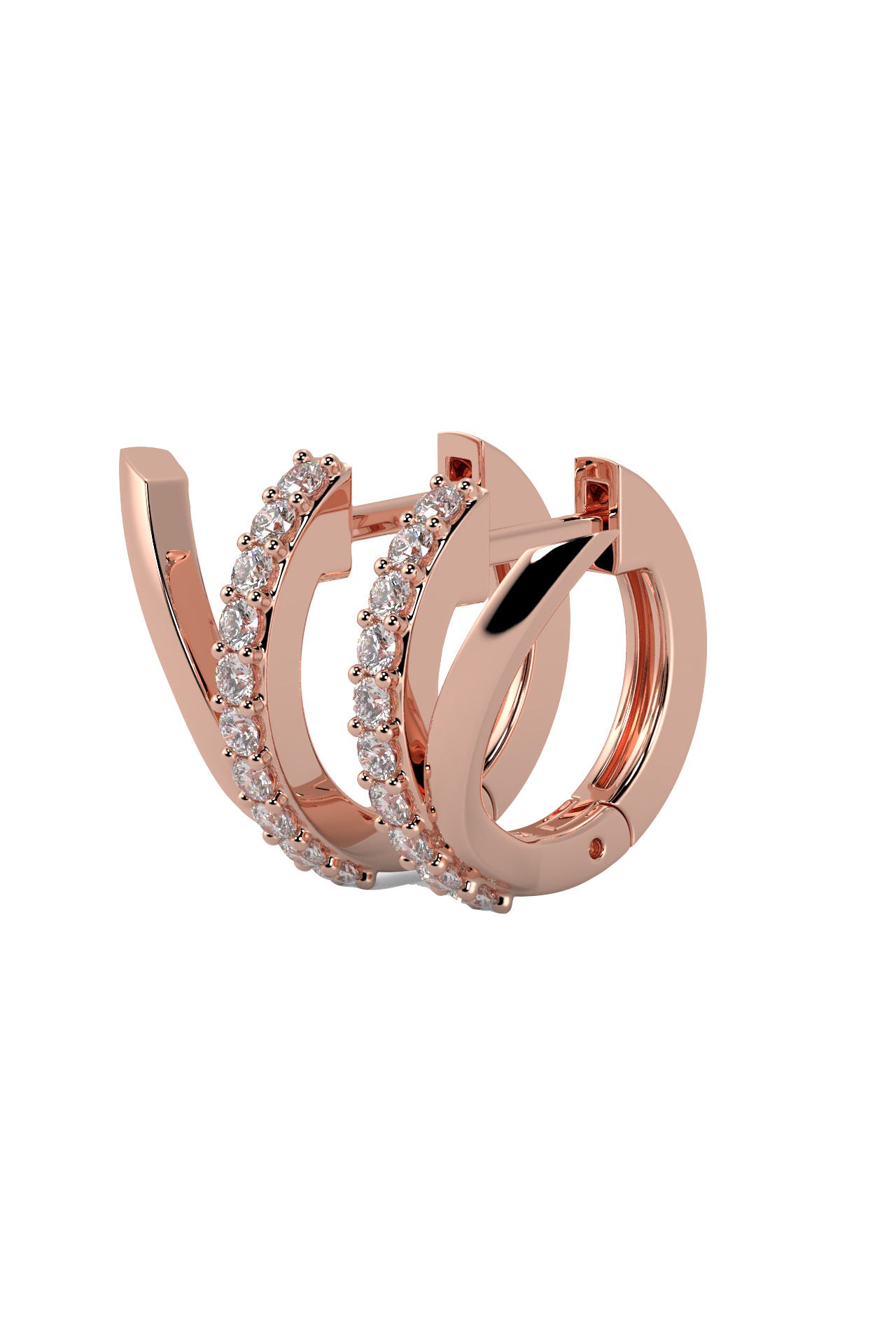 Hoops with White Diamonds and Rose Gold Annulets main image 1
