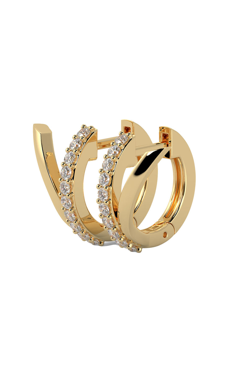 V 18K Guld Hoops m. Lab-Grown Diamanter