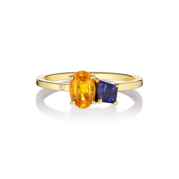 Varnaya Dodam 18K Guld Ring m. Diamanter & Safirer