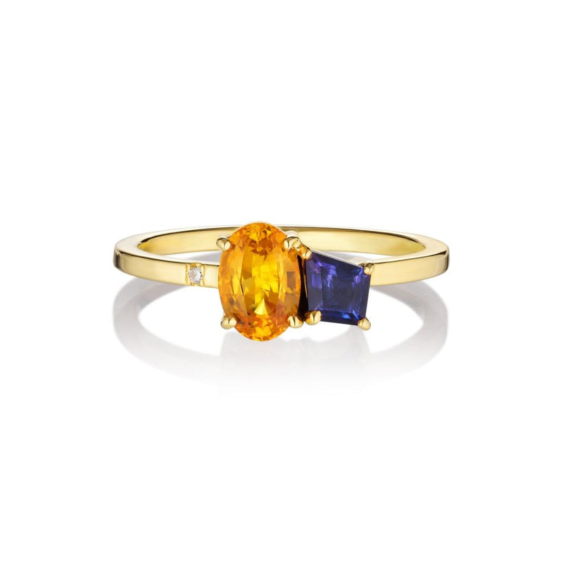 Varnaya Dodam 18K Gold Ring w. Diamonds & Sapphires