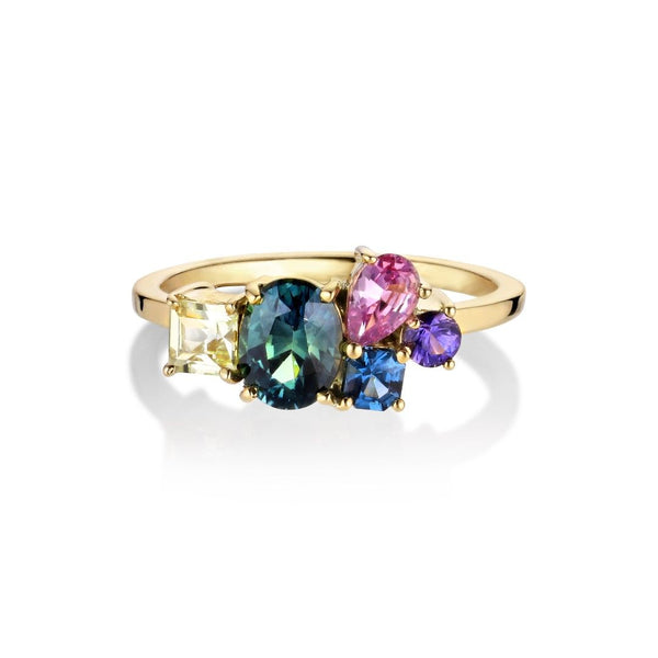 Varnaya Pipena 18K Gold Ring w. Sapphires & Spinel
