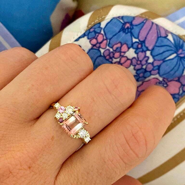 Varnaya 18K Guld Ring m. Turmalin, Diamanter & Safir