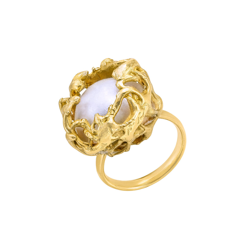 The Venus Gold Plated Ring w. Pearl
