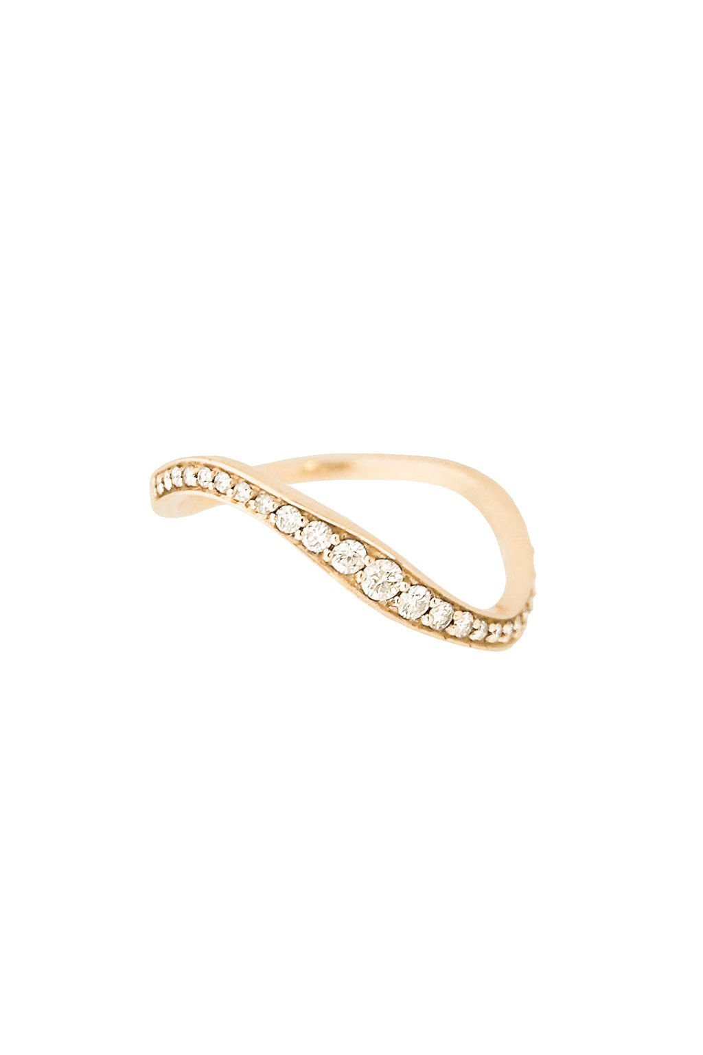 Wave 18K Gold Ring w. Diamonds
