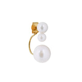 White Moon 18K Gold Plated Stud w. White Pearls