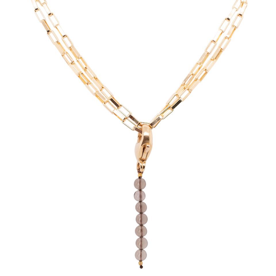 Multi Gold Plated Necklace w. Quartz