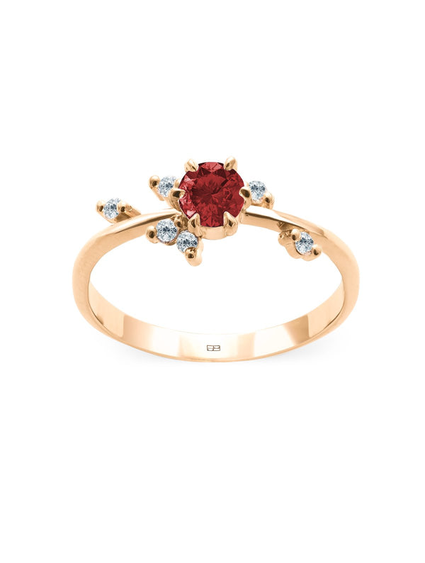 Your Way N°6 18K Guld Ring m. Granat sten & Diamanter