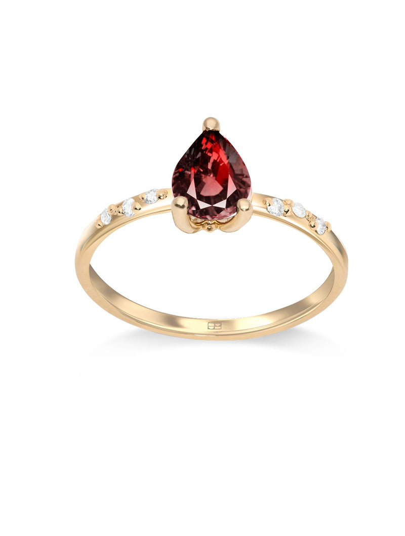 Your Way N°9 18K Guld Ring m. Granat sten & Diamanter