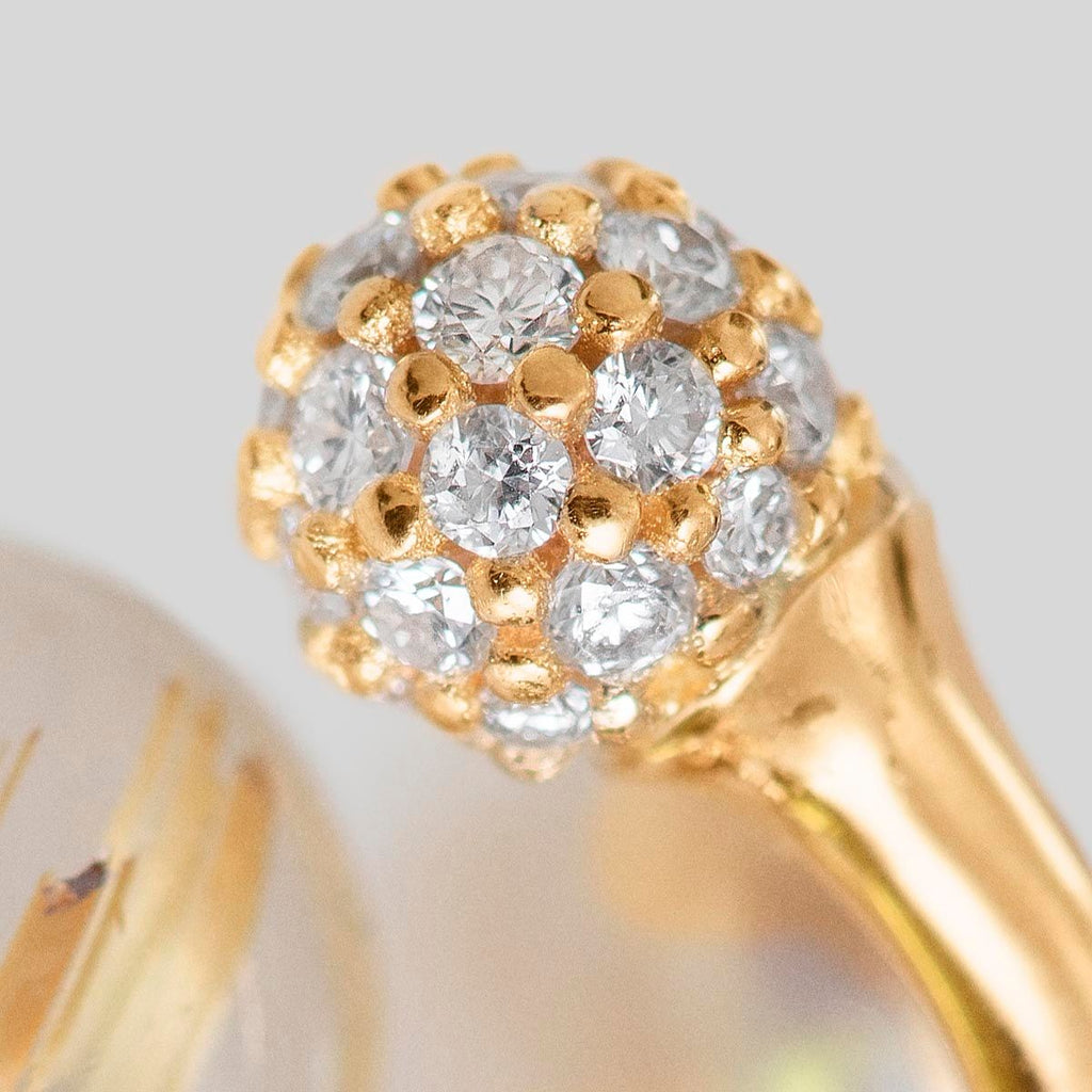 Blooming 18K Gold Pendant w. Diamond, Tourmaline, Pearl & Quartz