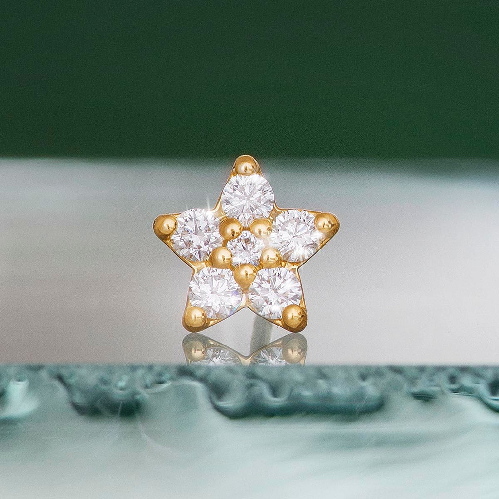 Large Shooting Stars 18K Gold Studs w. Diamonds