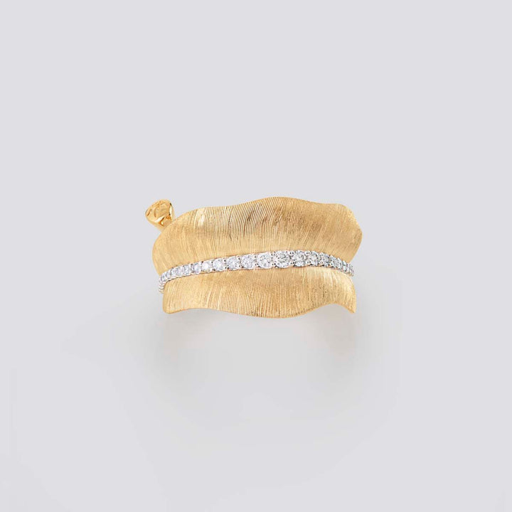 Medium Leaves 18K Gold Ring w. Diamonds
