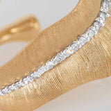 Medium Leaves 18K Gold Ring w. Diamonds