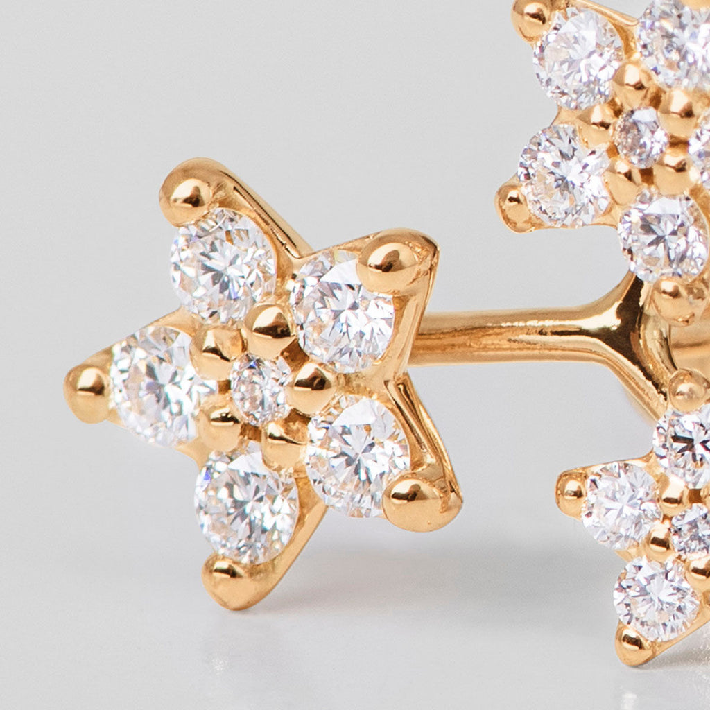 3 Shooting Stars 18K Gold Earring w. Diamonds
