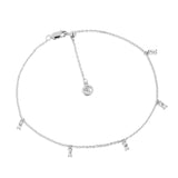 Princess Ankle Chain Silver Anklet w. White Zirconias 26cm