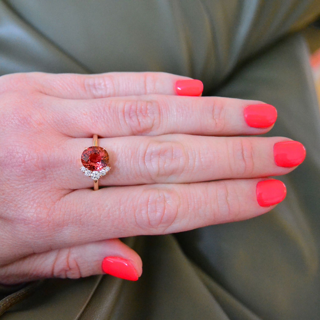 Mala 18K Rosegold Ring w. Tourmaline & Diamonds