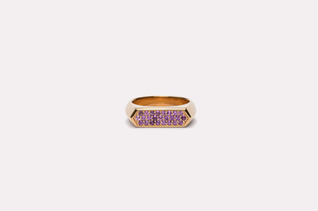 IX Mini Hexagon Purple 14K Gold Ring