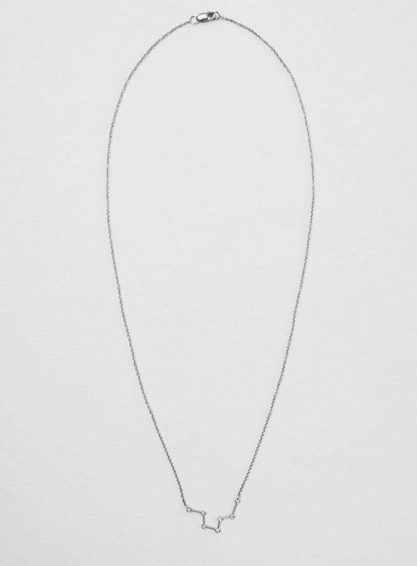 Star Sign Aquarius 18K Hvidguld Halskæde m. Diamant