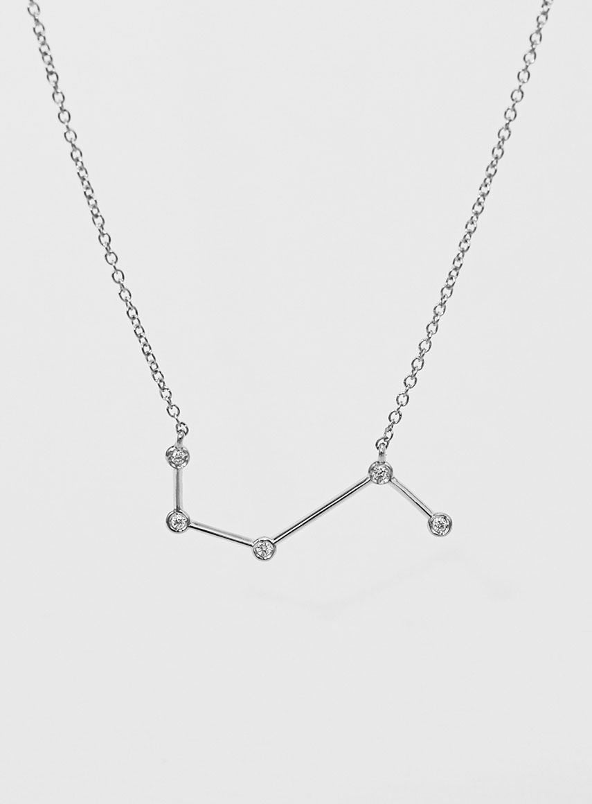 Blue Billie Star Sign Aries 18k Whitegold Necklace W Diamond The Jewellery Room