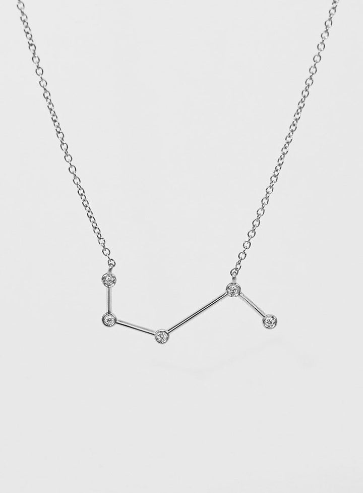 Star Sign Aries 18K Hvidguld Halskæde m. Diamant